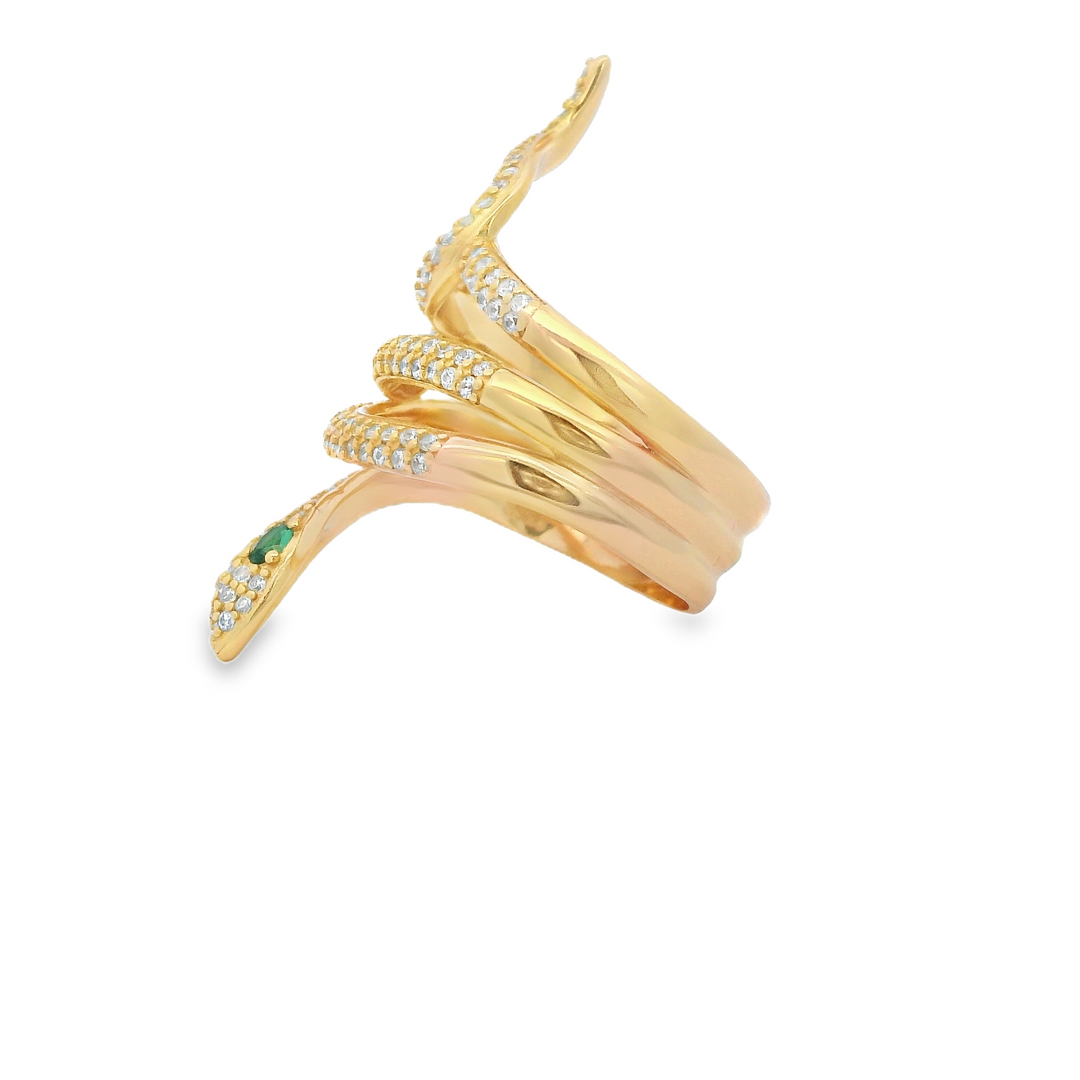 Green Eye Golden Dazzle 18k Gold Plated Thick Ring