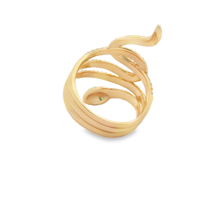 Green Eye Golden Dazzle 18k Gold Plated Thick Ring