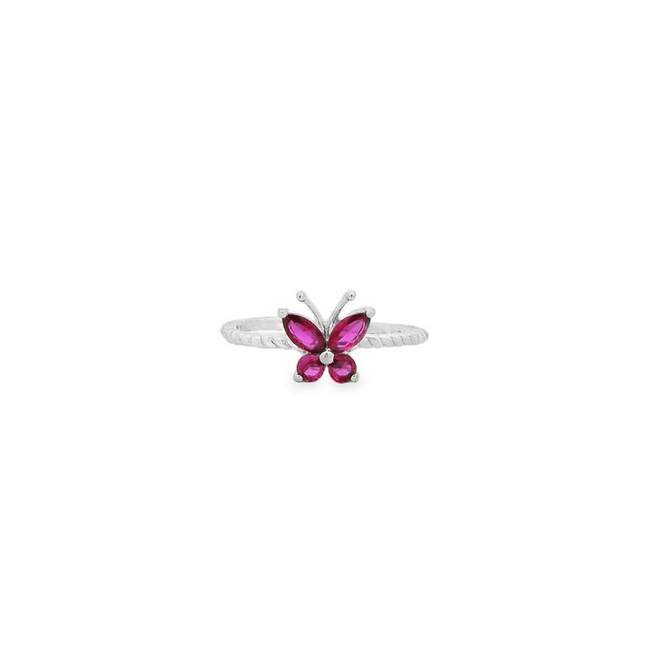 Magenta Butterfly Dazzle Slim Ring