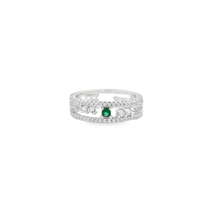 Green Gemmed Chamber Double Ring
