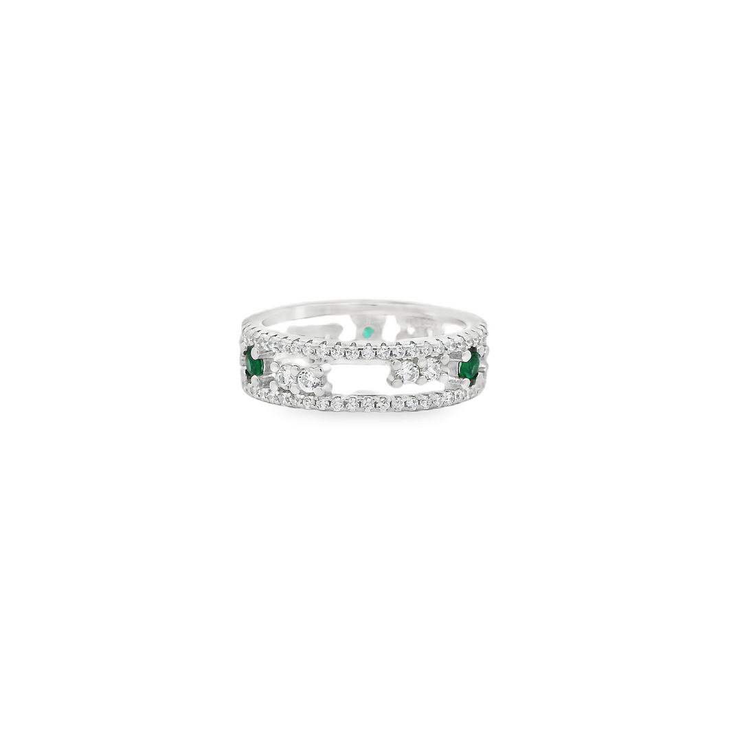 Green Gemmed Chamber Double Ring