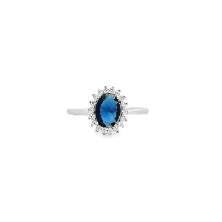 Blue Zirconia Oval Roche Ring