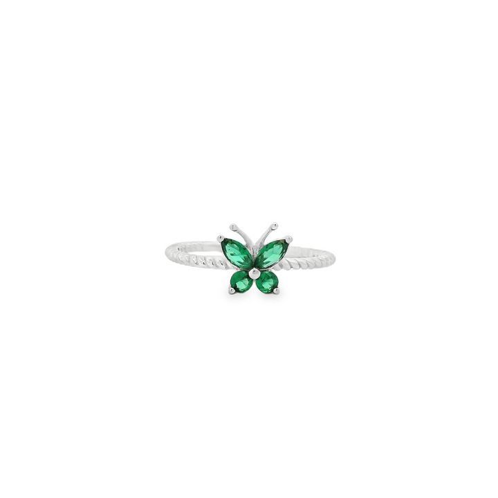 Green Gem Butterfly Roche Ring