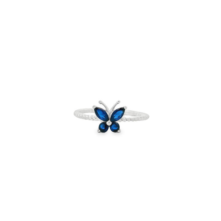 Blue Gem Butterfly Roche Ring