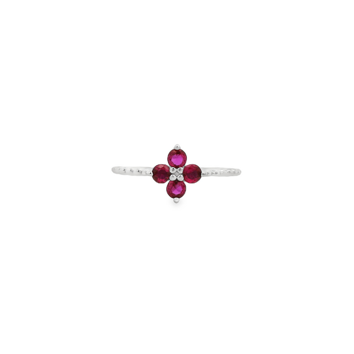 Red Magenta Clover Dazzle Ring