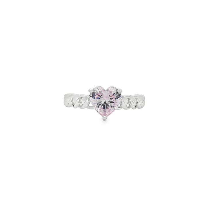 Pink Citron Heart & Cuban Ring