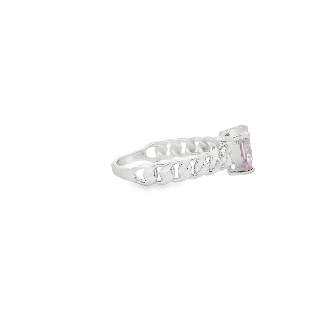 Pink Citron Heart & Cuban Ring
