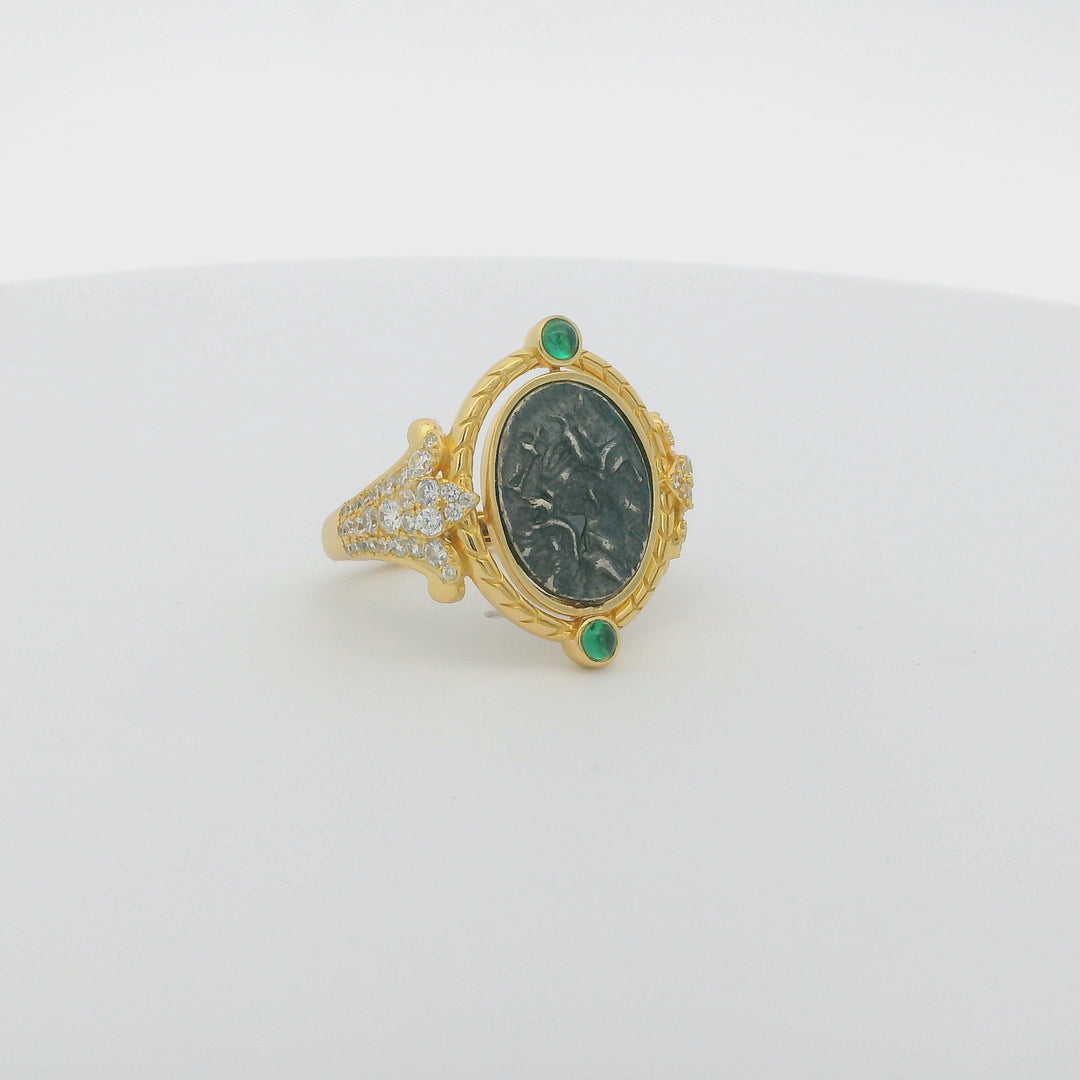 Ancient Coin 18K Gold Plated Ring
