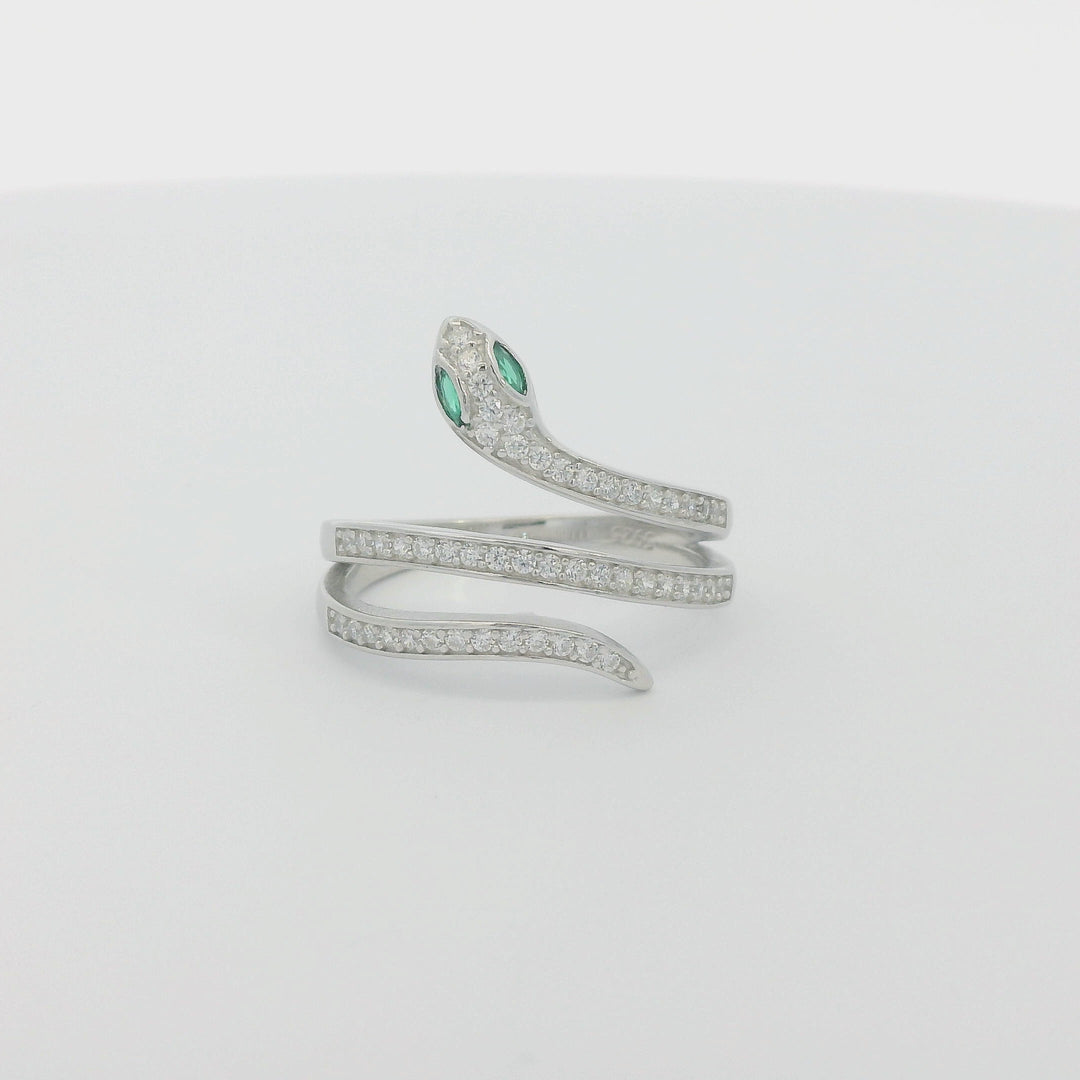 Green Eyed Slither Snake Slim Ring