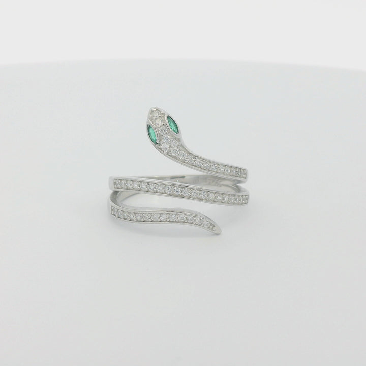 Green Eyed Slither Snake Slim Ring