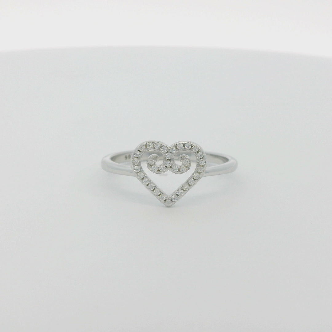 Heart Swirl Dazzle Slim Ring