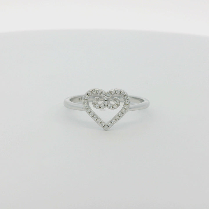 Heart Swirl Dazzle Slim Ring