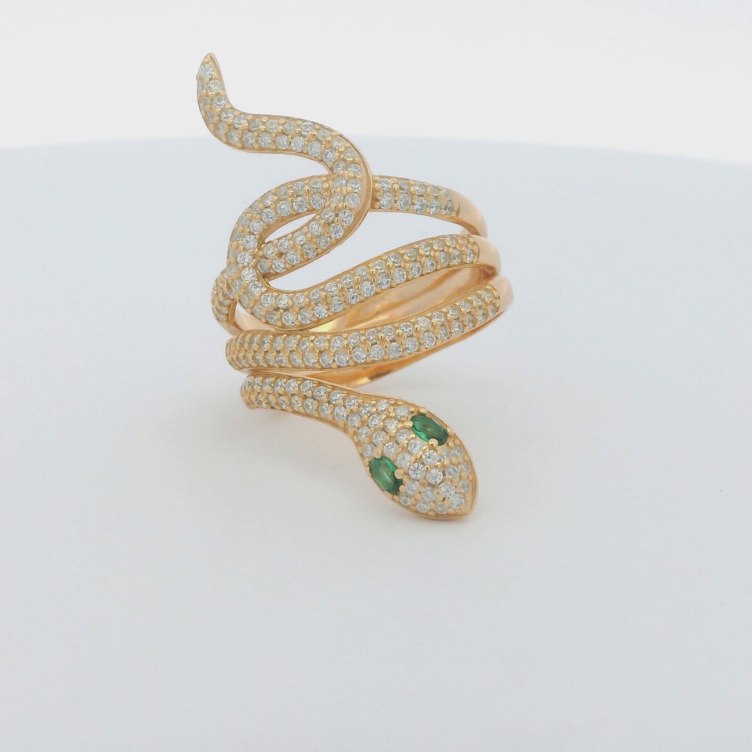 Green Eye Golden Dazzle 18k Gold Plated Thick Ring
