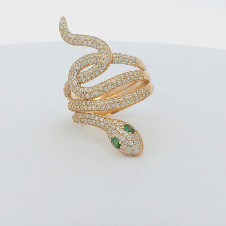 Green Eye Golden Dazzle 18k Gold Plated Thick Ring