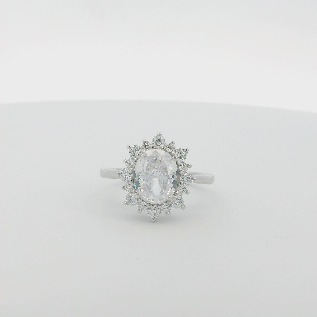 White Zirconia Big Oval Ring