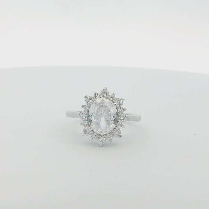 White Zirconia Big Oval Ring