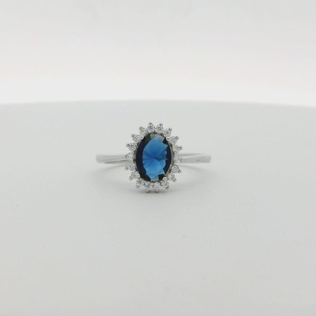 Blue Zirconia Oval Roche Ring