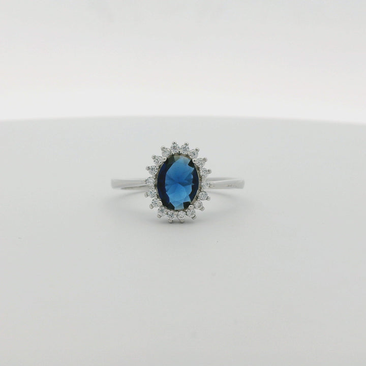 Blue Zirconia Oval Roche Ring