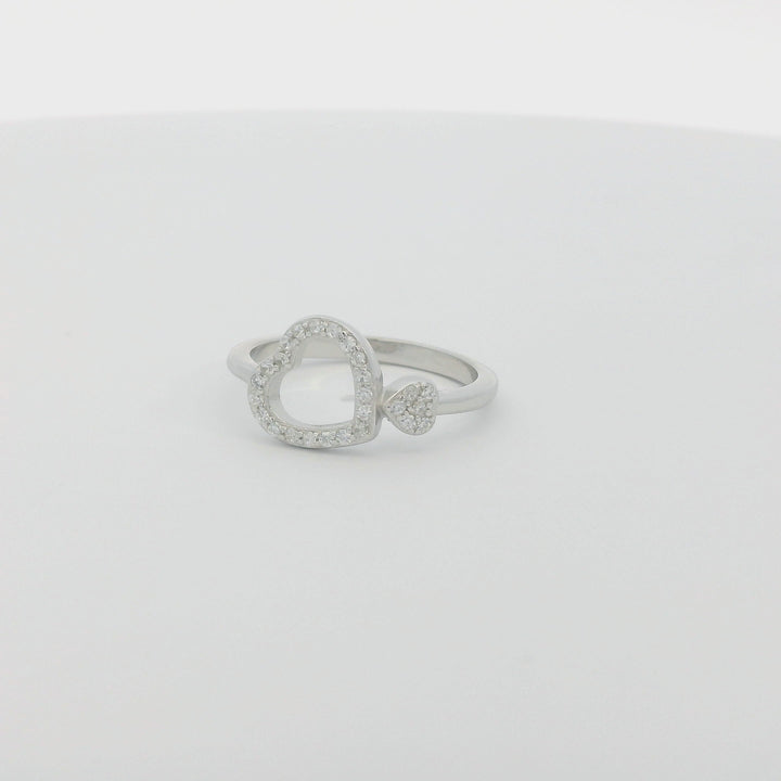 Double Hollow Hearts Slim Ring