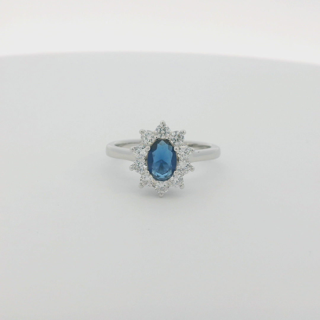 Blue Zirconia Crown Pearl Ring