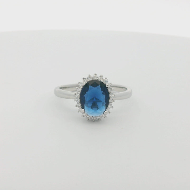 Blue Zirconia Oval Big Ring
