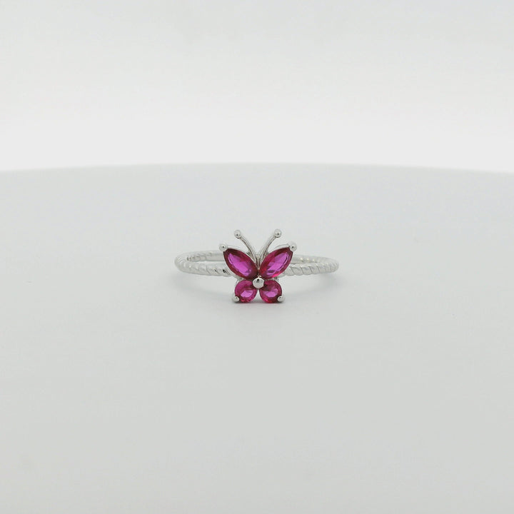 Magenta Butterfly Dazzle Slim Ring