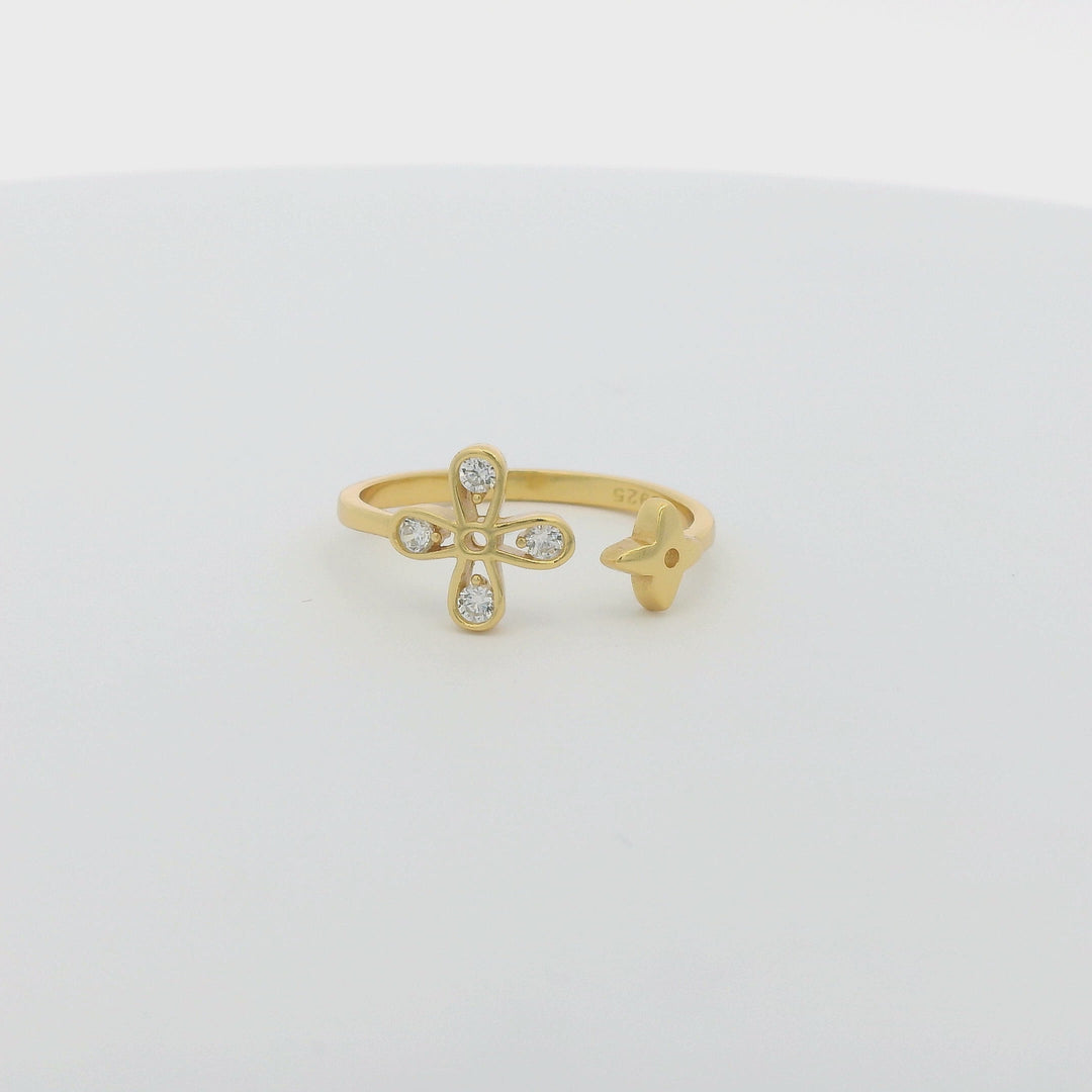 Dazzle Clover & Star 18K Gold Plated Ring