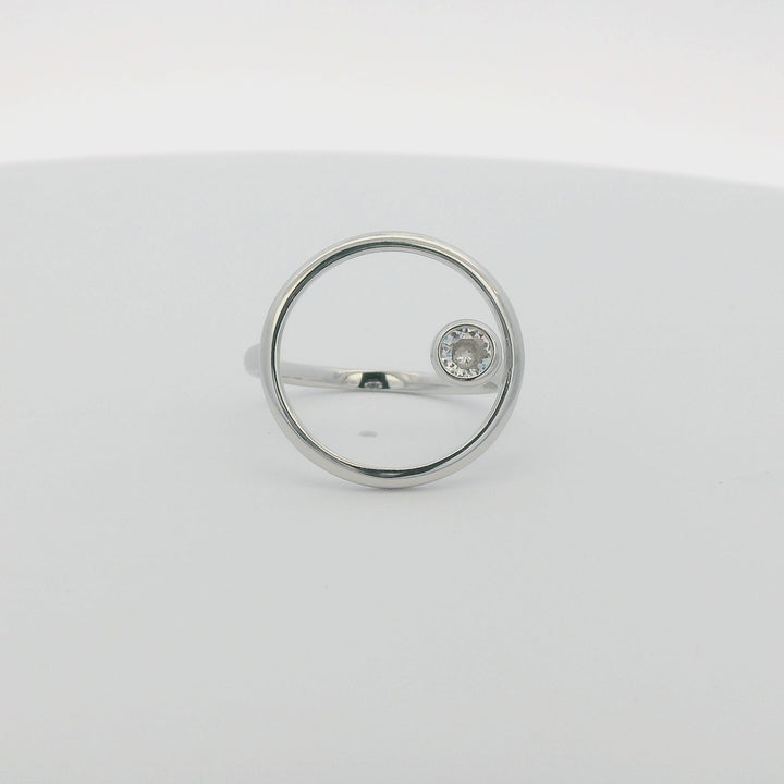 Circle & Gem Slim Ring