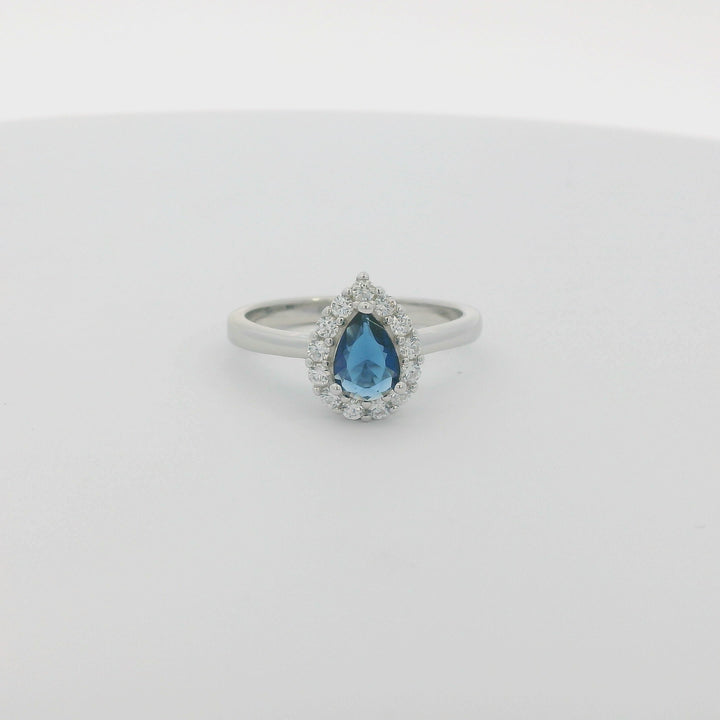 Blue Zirconia Tear Dazzle Slim Ring