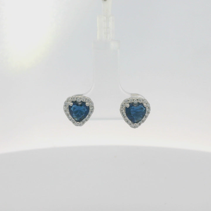 Small Blue Heart Dazzle Earrings