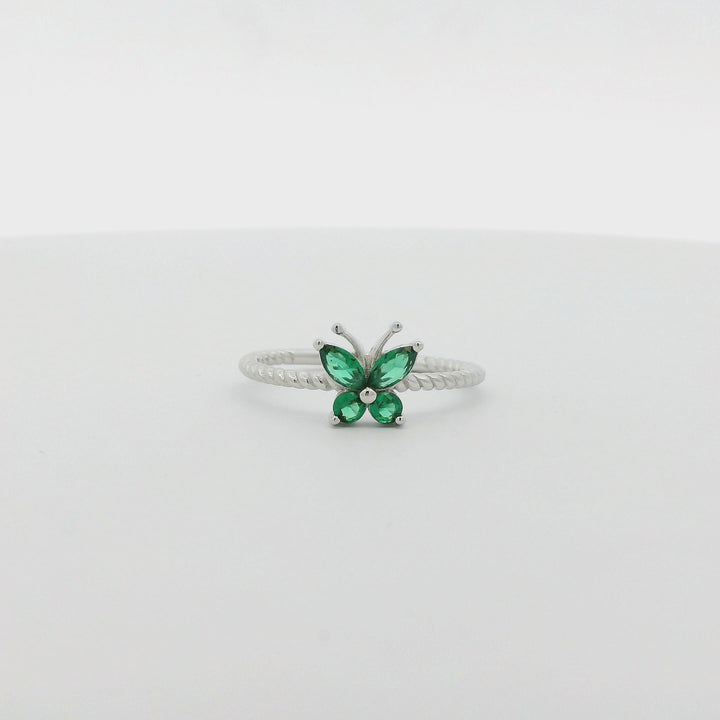 Green Gem Butterfly Roche Ring