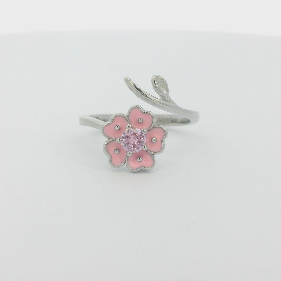 Pink Flower Swirl Ring