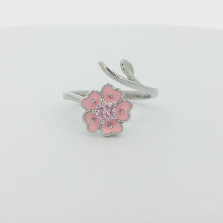Pink Flower Swirl Ring
