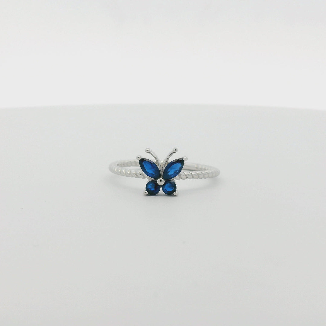 Blue Gem Butterfly Roche Ring