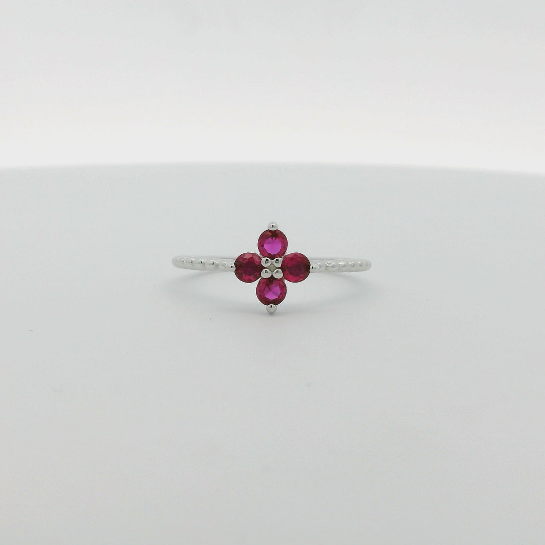 Red Magenta Clover Dazzle Ring