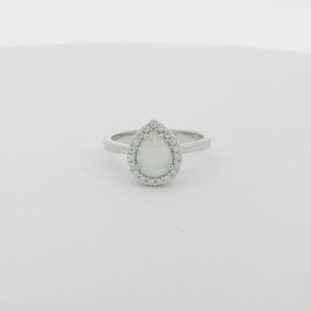 Opal Tear Drop Dazzle Ring
