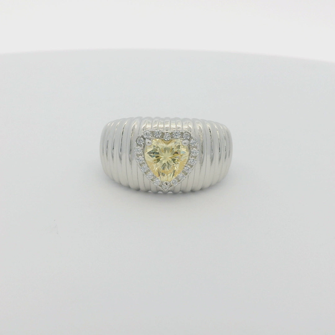 Yellow Quartz Heart Thick Ring