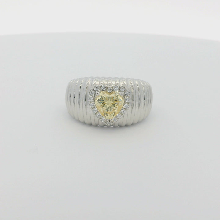 Yellow Quartz Heart Thick Ring
