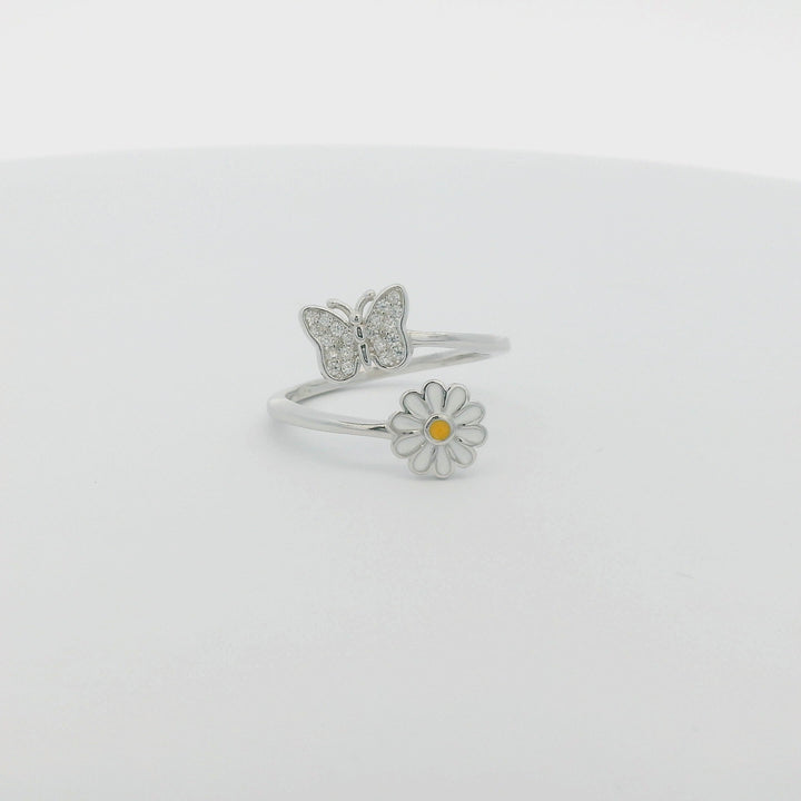 Daisy & Baby Butterfly Swirl Slim Ring