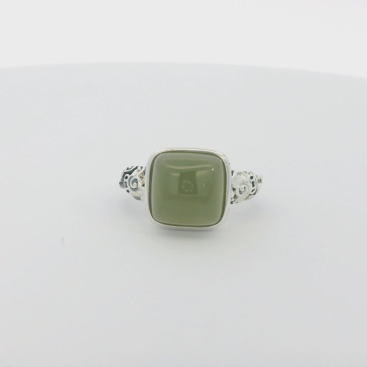Green Aventurine Square Cut Ancient Ring