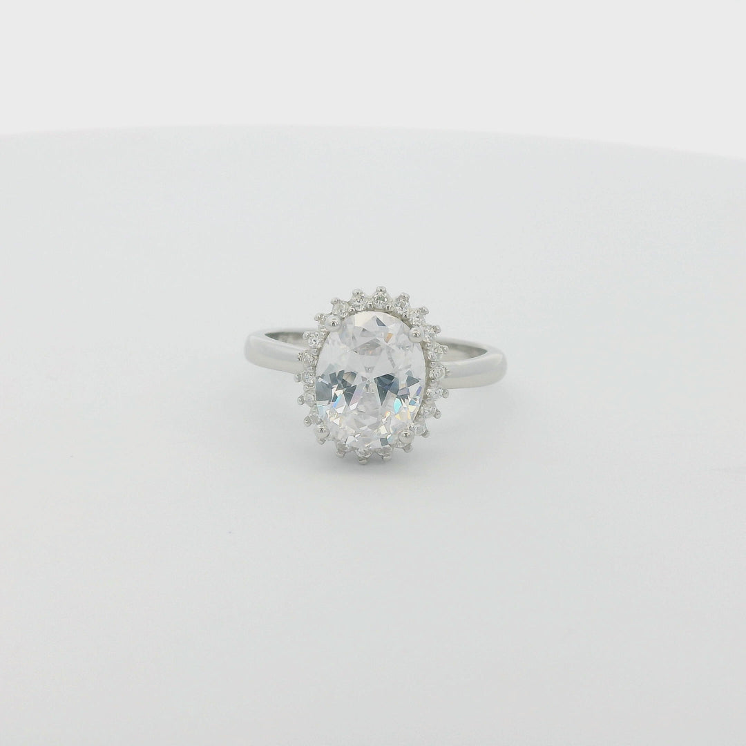 White Zirconia Oval Dazzle Ring