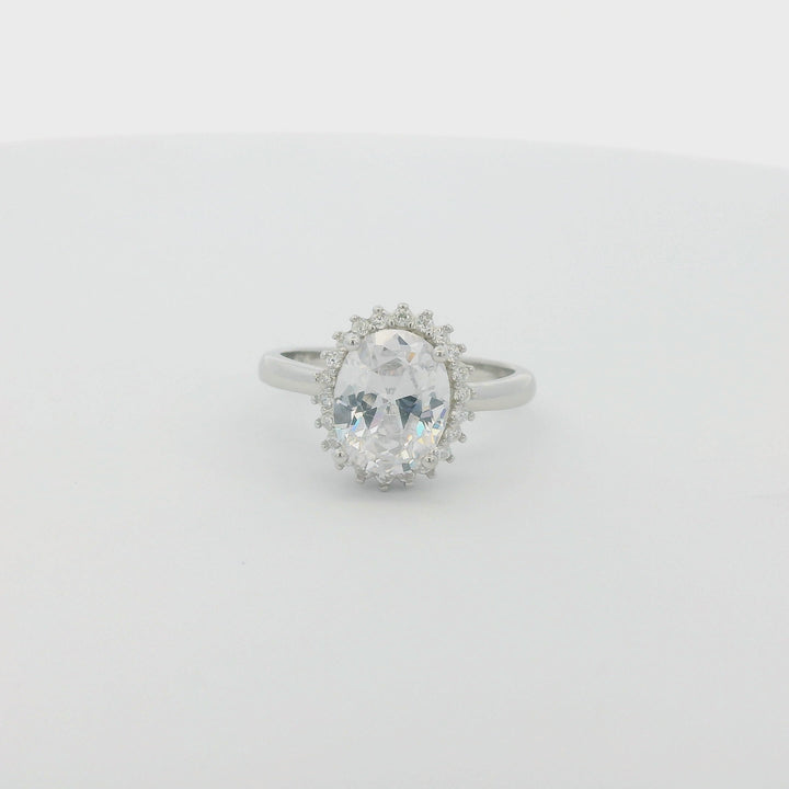 White Zirconia Oval Dazzle Ring