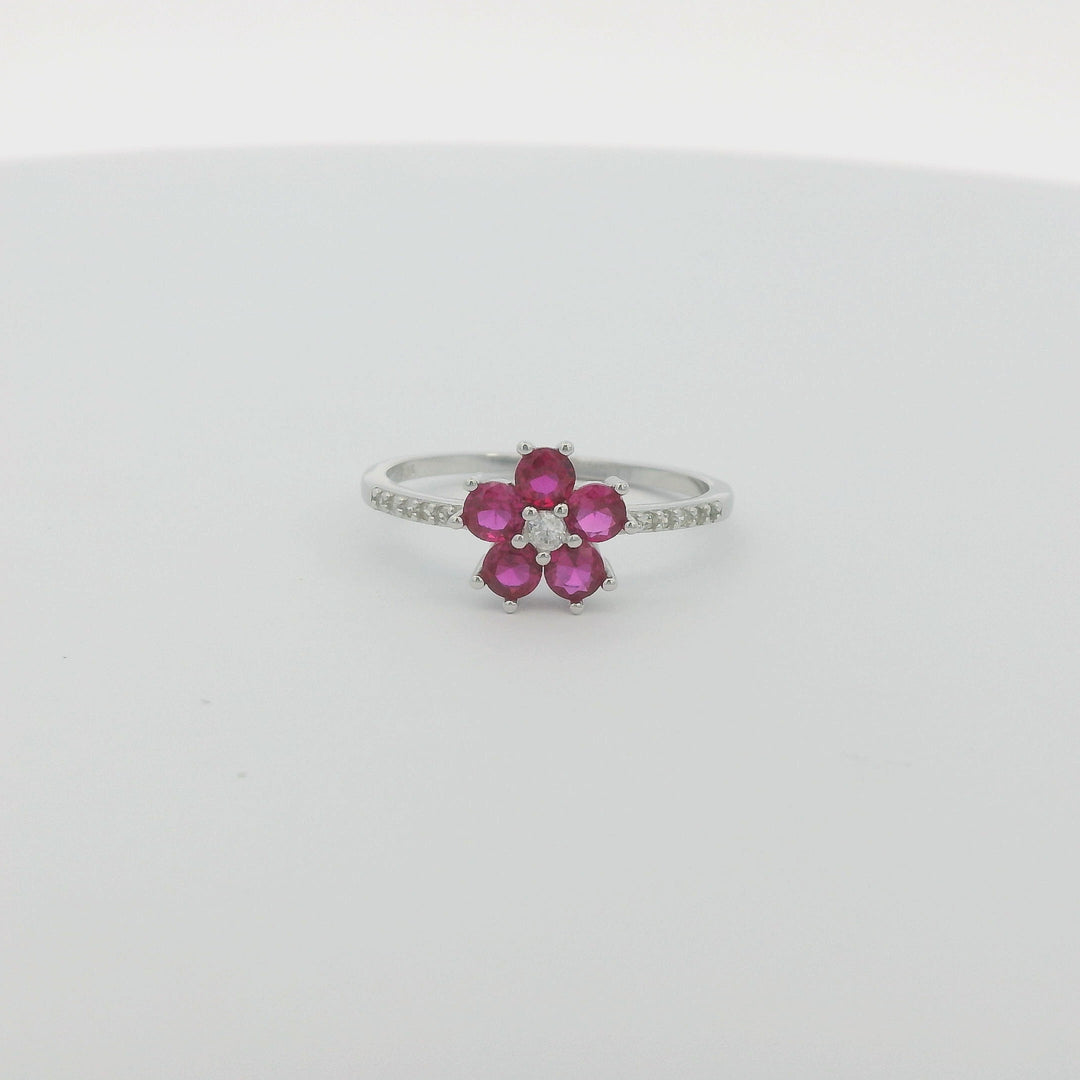 Magenta Flower Dazzle Slim Ring