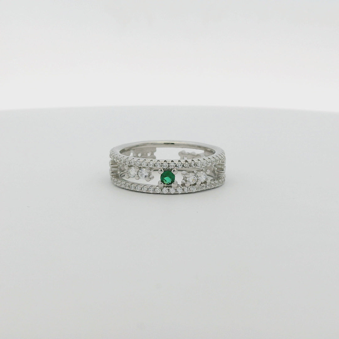 Green Gemmed Chamber Double Ring