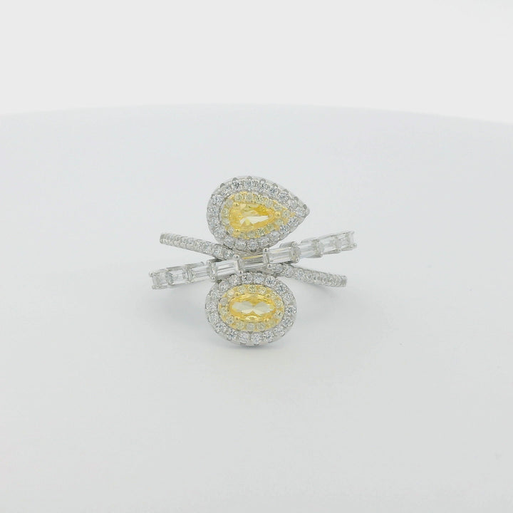Extravagant Double Citron Gem Thick Ring