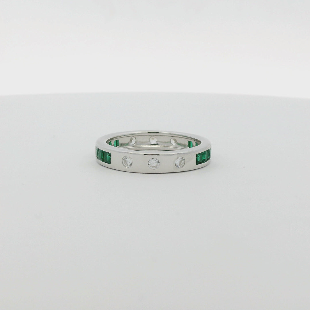 Green Gems Plated Thick Ring