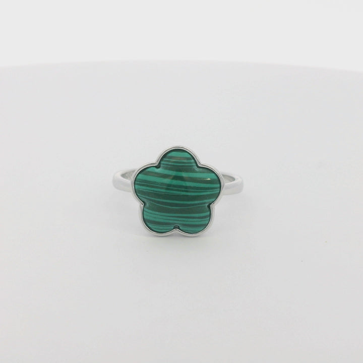 Malachite Flower Shaped Ring