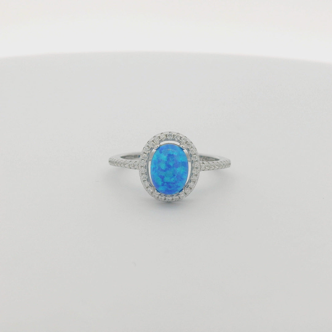 Blue Opal Oval Slim Ring