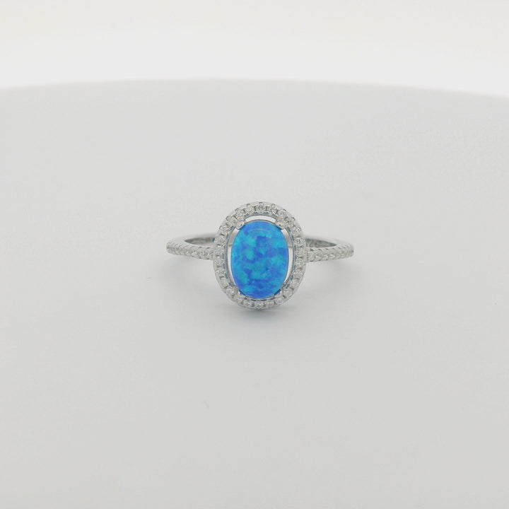 Blue Opal Oval Slim Ring