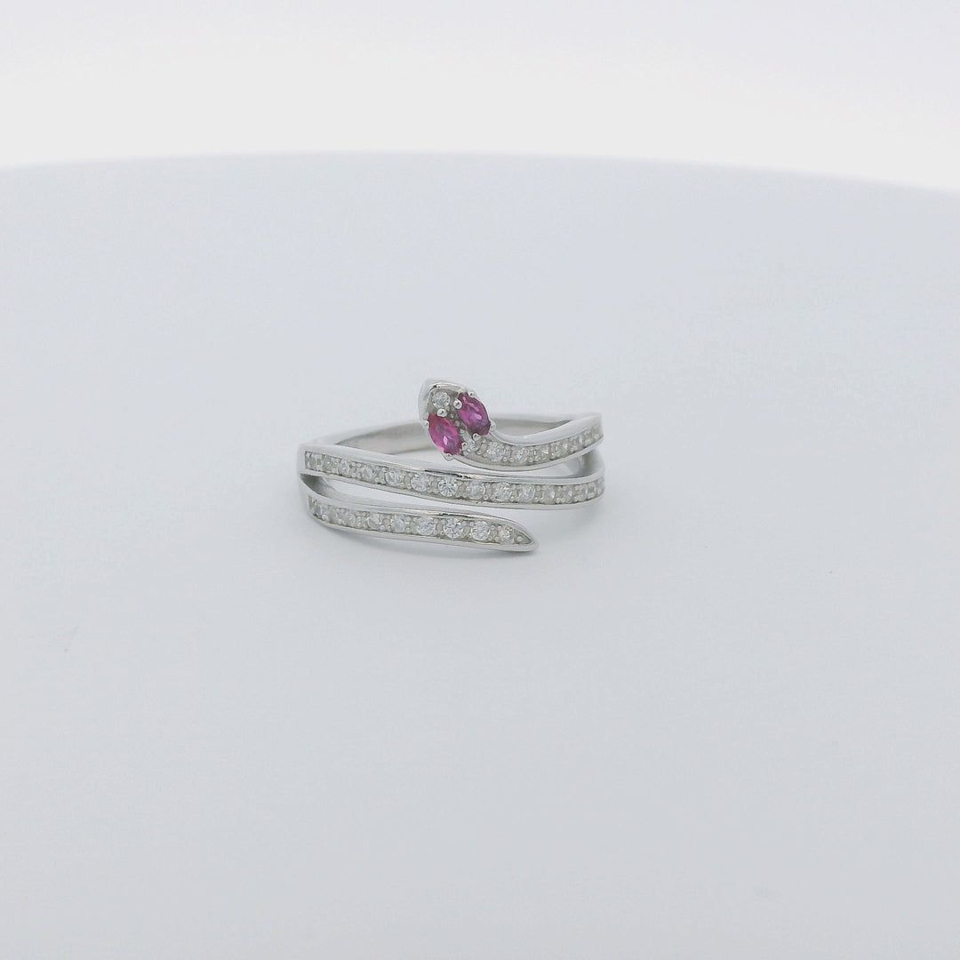 Magenta Eyes Dazzle Slither Ring